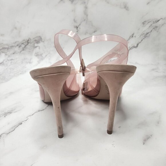 Schutz Eryka Barbie Pink Vinyl Leather Peep Toe High Heels Women's 9.5 - Picture 5 of 10